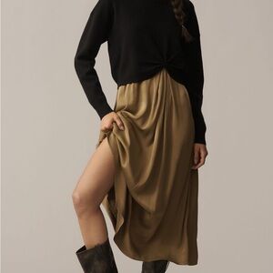 Anthropologie Black and Tan Gemini Twofer Sweater Dress